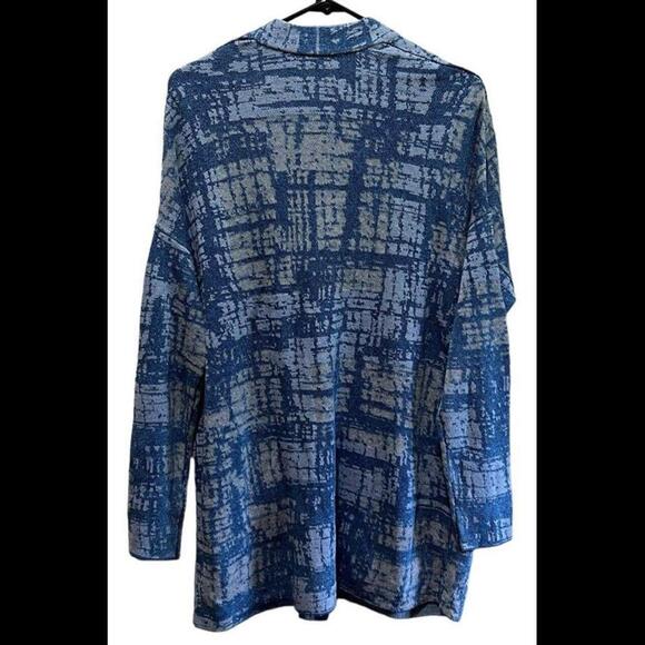 Pure Jill Indigo Duster Womens XS Cardigan‎ Jacket Pockets Open Front Lagenlook - Picture 2 of 4